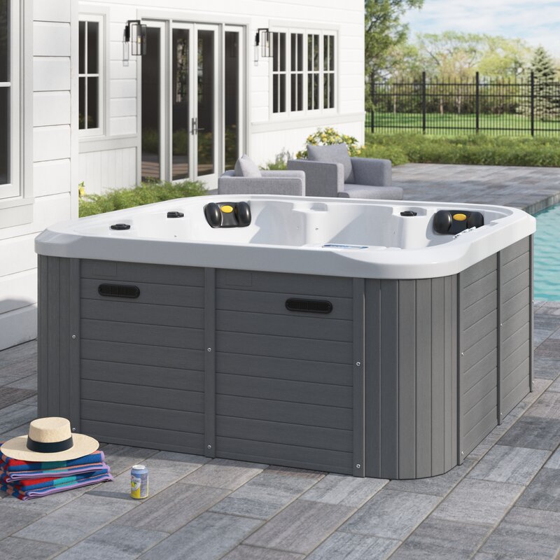 【Sports&Outdoors】【BS】Sol 72 Outdoor Aire 6 - Person 54 - Jet Acrylic Square Hot Tub with Ozonator in Gray