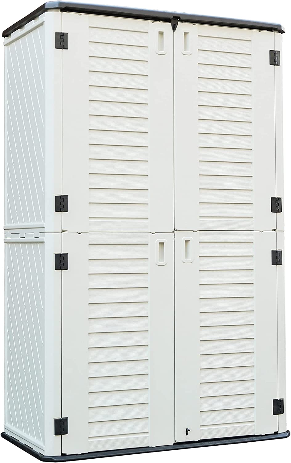 【Storage Shed】Outdoor Storage Shed Waterproof, Resin Vertical Storage Cabinet Double-Layered