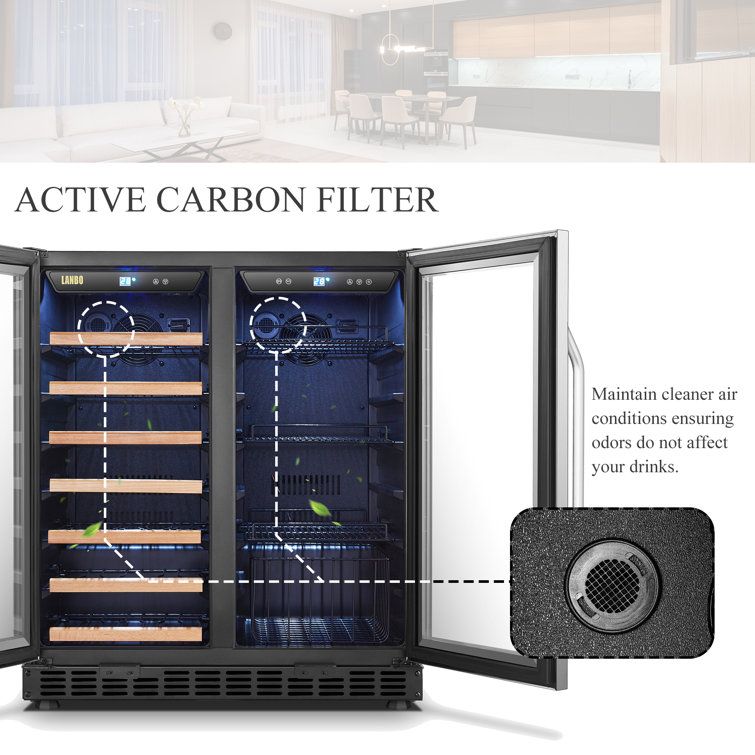 33 Bottle and 70 Can Freestanding Refrigeration Dual Zone Freestanding/Built-In Wine & Beverage Refrigerator (Part number: LW3370B)