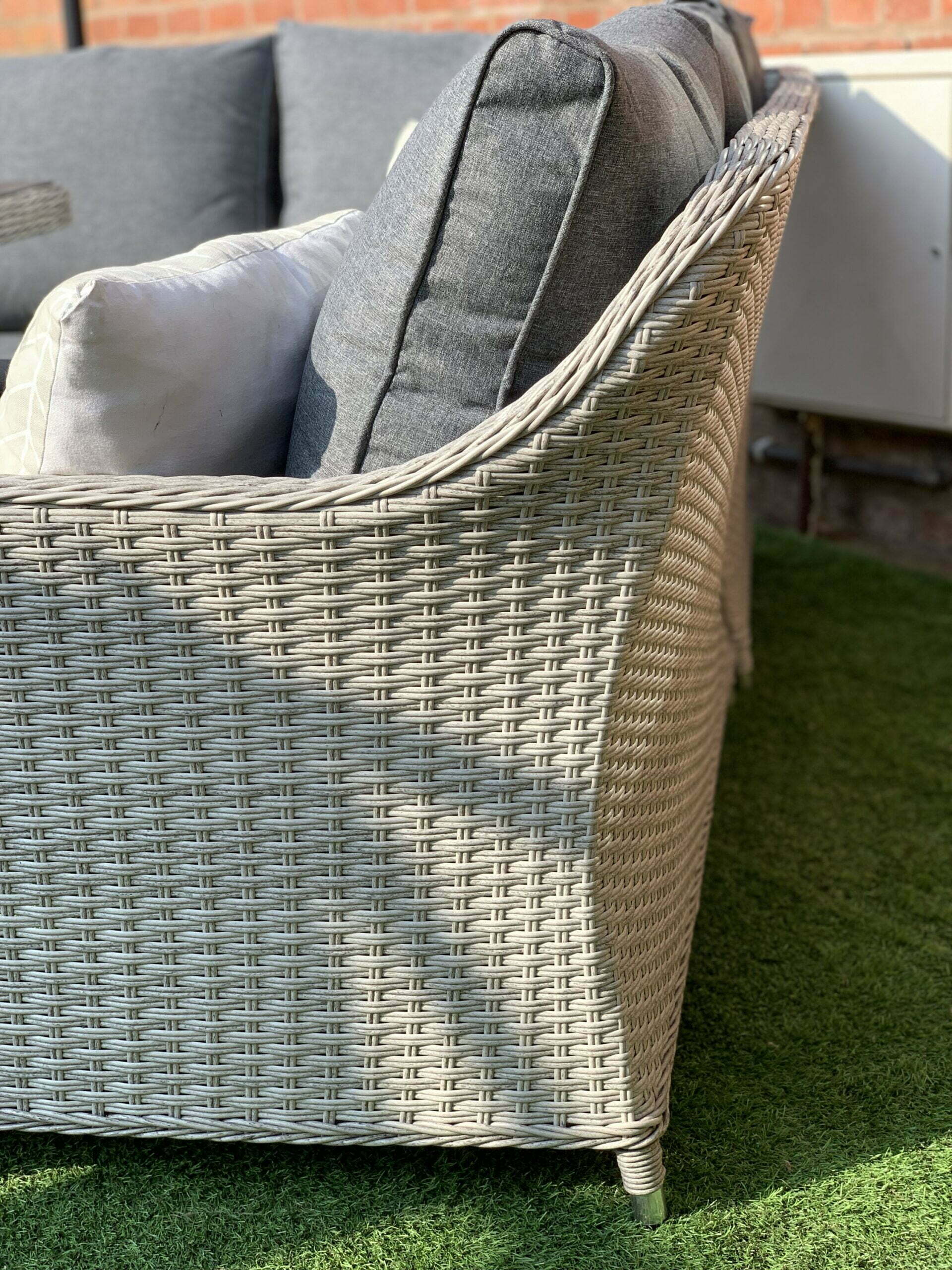 Rattan Corner Firepit Dining Patio Set 8 Seater