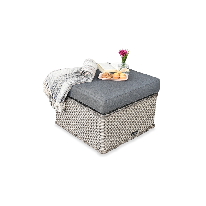 Hartland Compact Rattan Bistro Furniture Set - Whitewash Grey