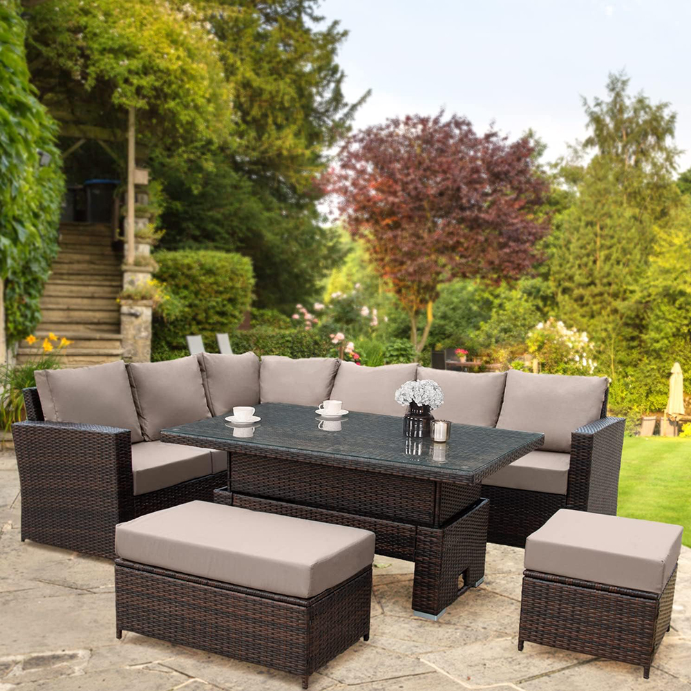 GOODS EMPORIUM 9-seater rattan garden furniture set
