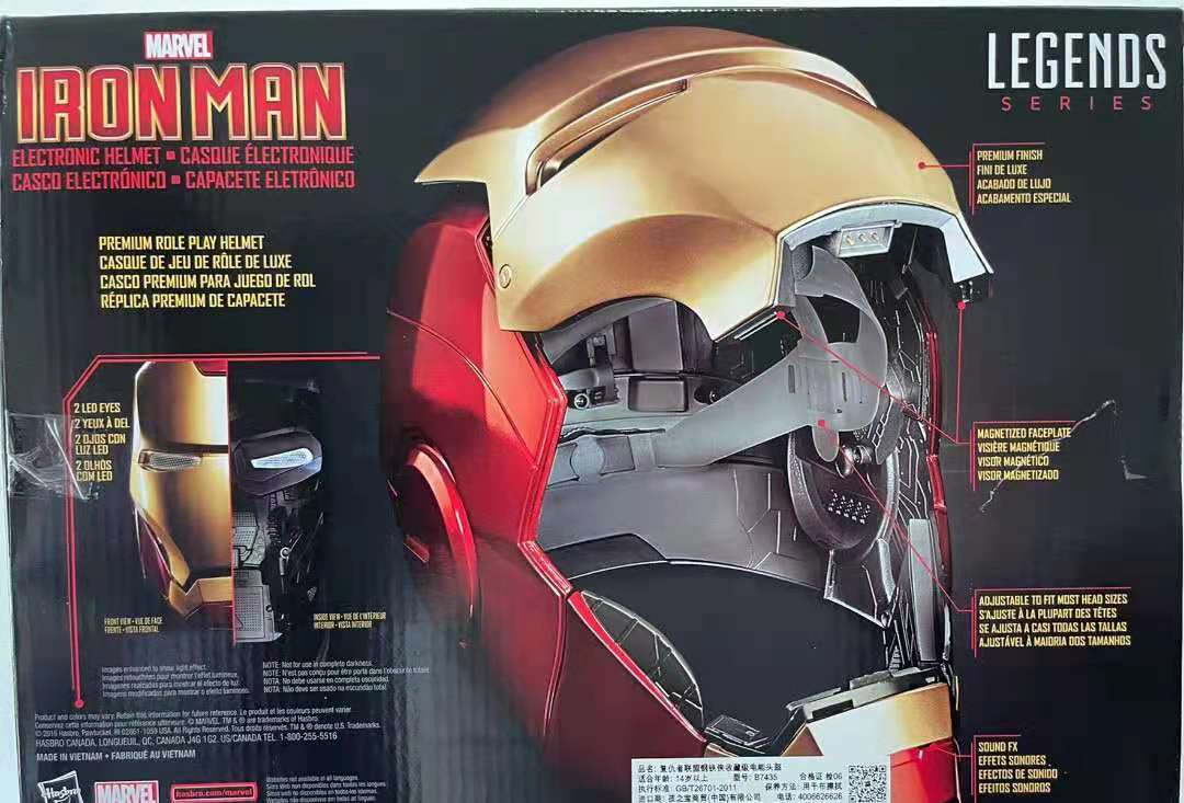 Adult Iron-Mans Helmet Electronic MK 5 Helmet with Jarvis Voice/Sensing/Remote Control Open/Close Sounds & LED Eyes Light Up Super Hero Movie 1:1 Model for Halloween