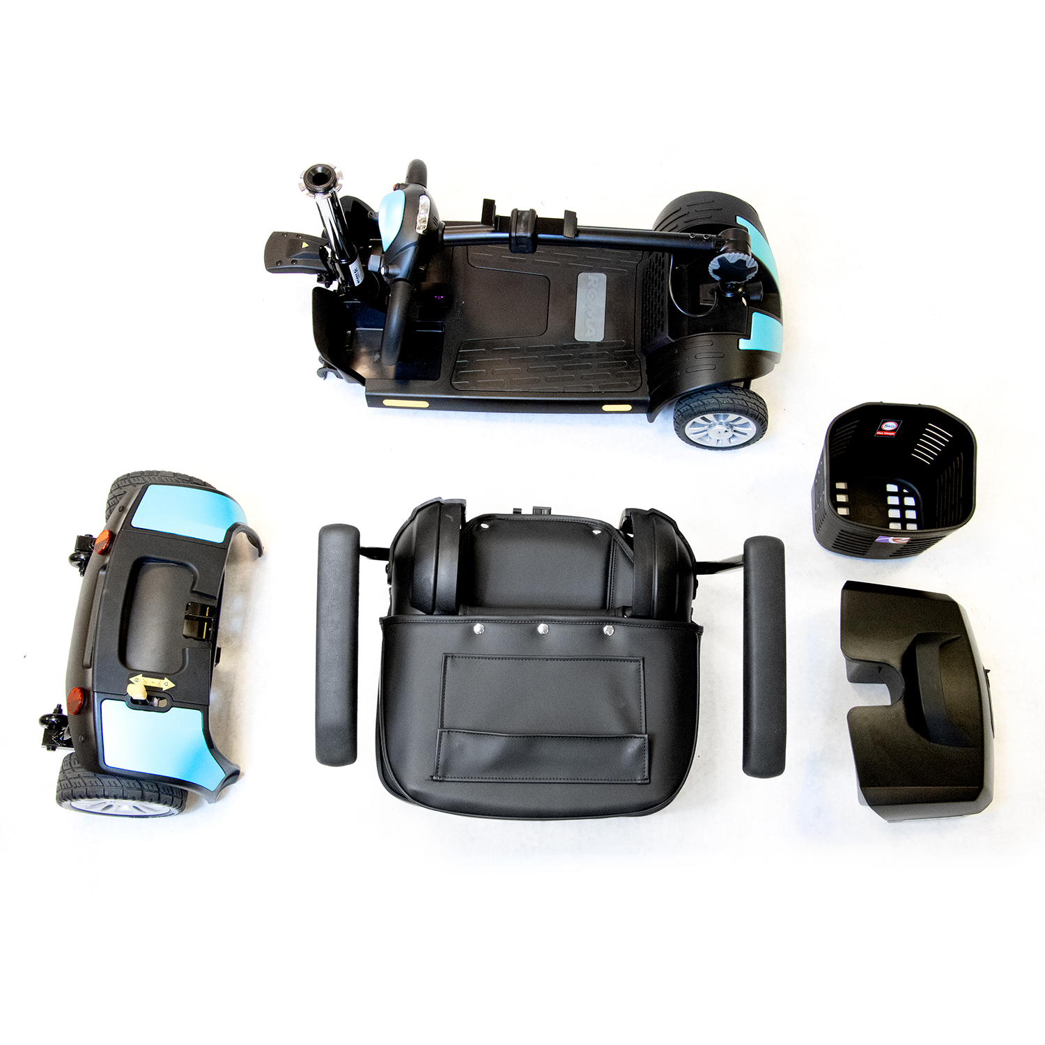 Roma Dallas Mobility Scooter NEVER USED Aqua Blue Portable Folding with Battery