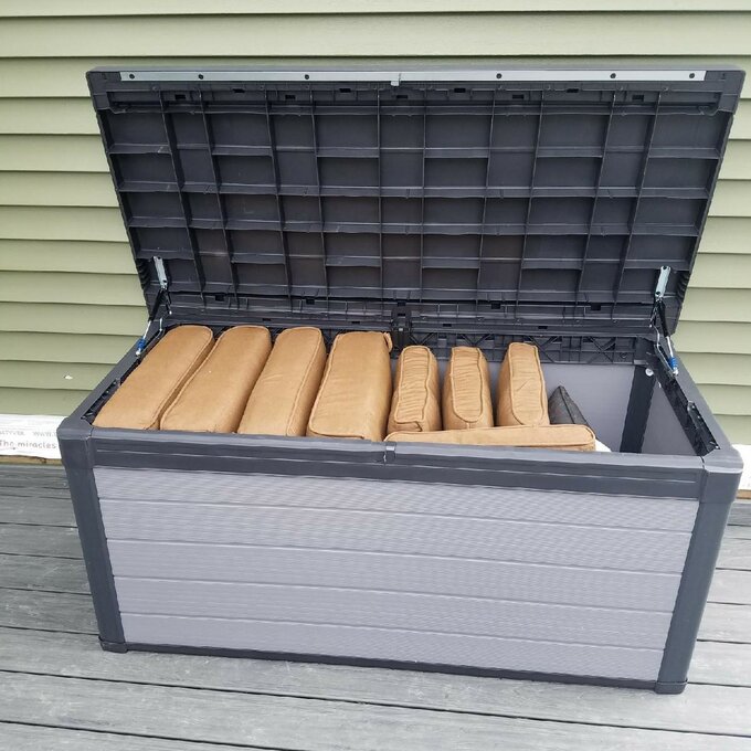 【Storage Shed】Winston Porter Arrion 150 Gallons Gallon Water Resistant Resin Lockable Deck Box in Dark Grey