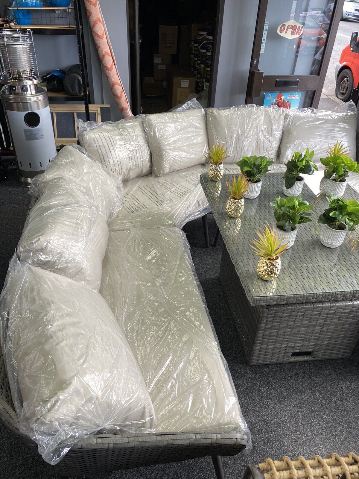 6 Person Rattan Garden Corner Sofa
