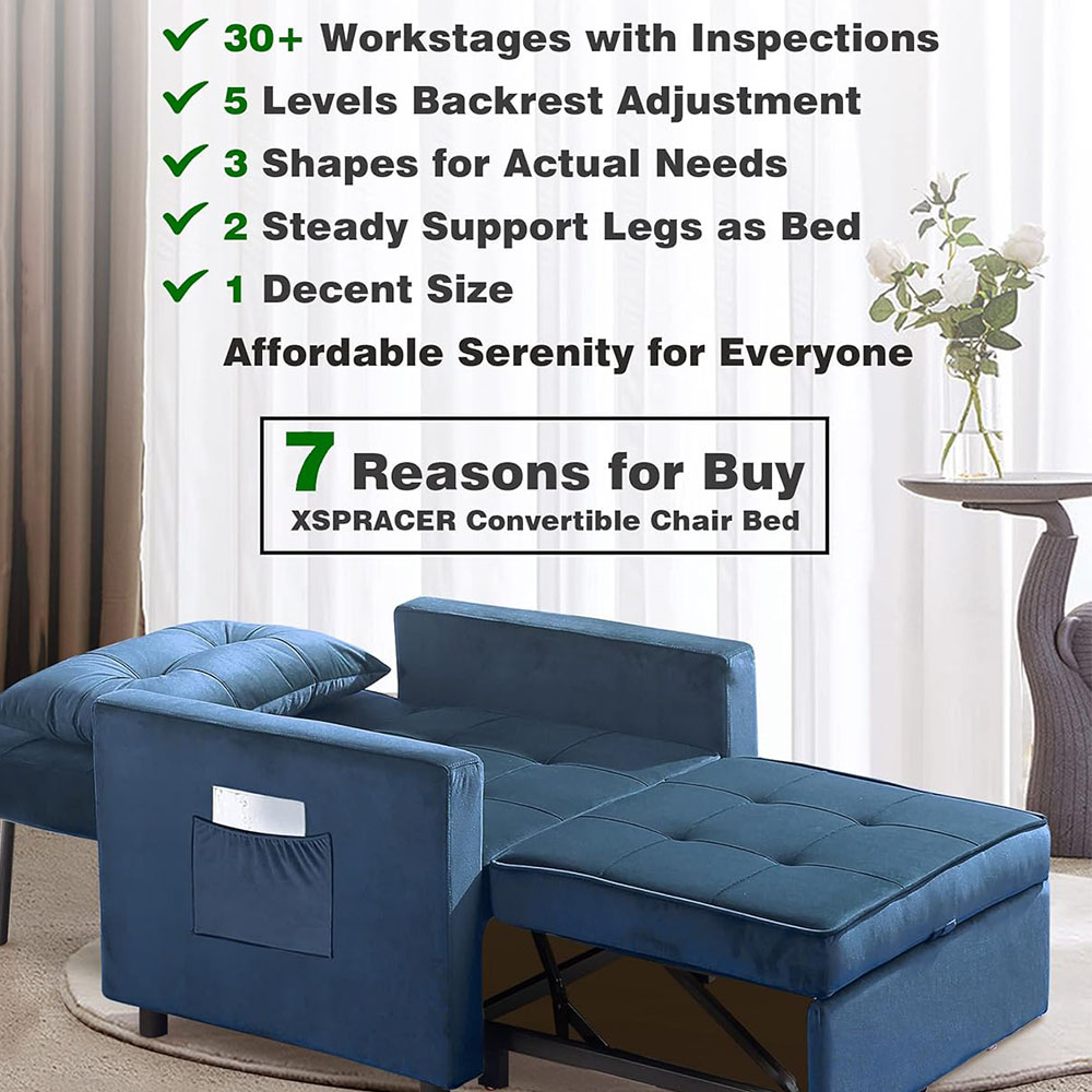 XSPRACER  Convertible Sleeper Chair Bed 3 in 1