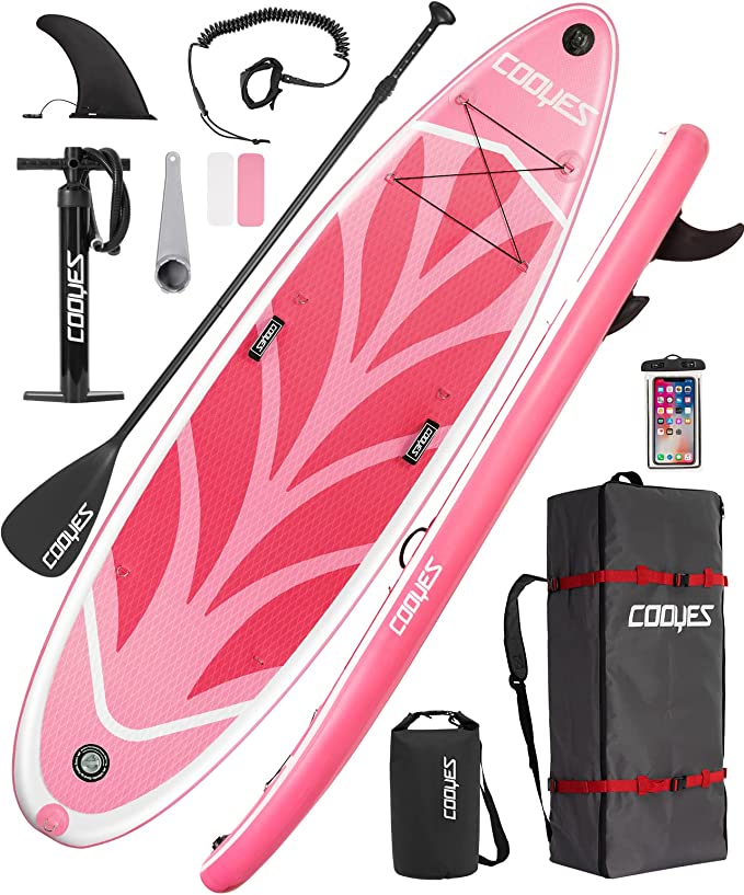 Cooyes Paddle Board, 10ft/10.6ft Inflatable Paddle Board, Stand up Paddle Board with Premium SUP Accessories & Backpack, Emergency Repair Kit, Non-Slip Deck & More - Extra-Light ISUP
