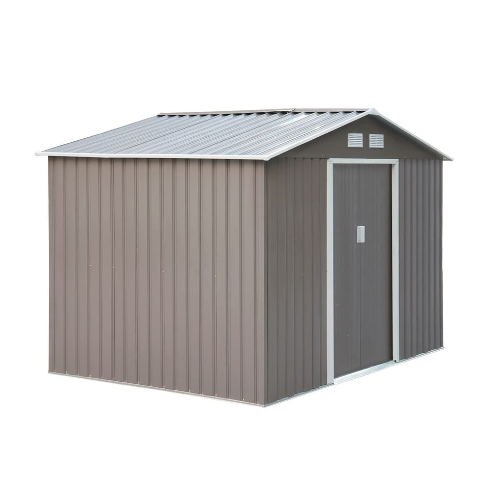 【Storage Shed】9.1' x 6.4' x 6.3' Outdoor garden storage shed Metal tool storage double doors