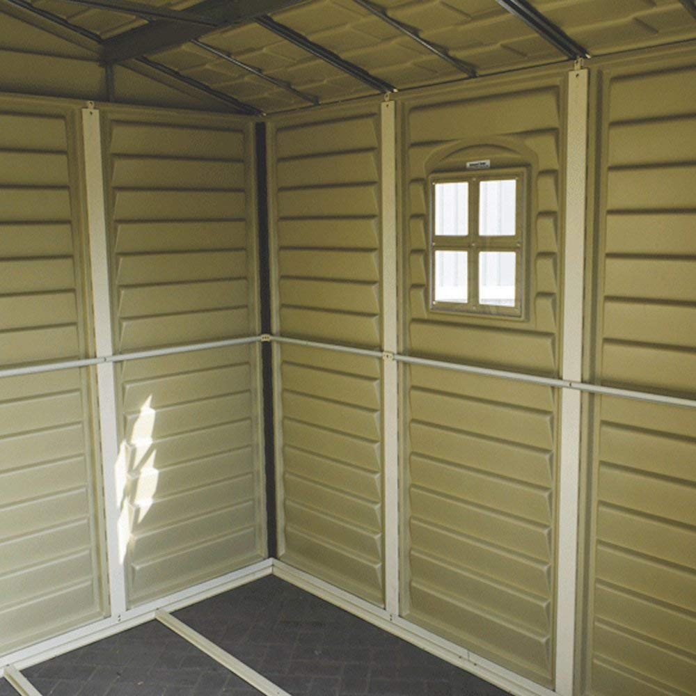【Storage Shed】10x8 Feet V2 Wood Side Vinyl Shed - Ivory/Brown